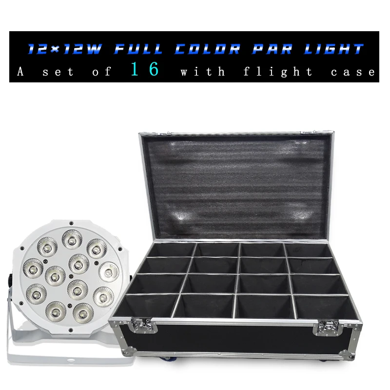 16 шт./лот 12x12 Вт белый Par свет с футляром для полета 12*12 RGBW 4 в 1 Led диско DJ Бар