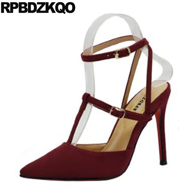 burgundy ankle strap shoes