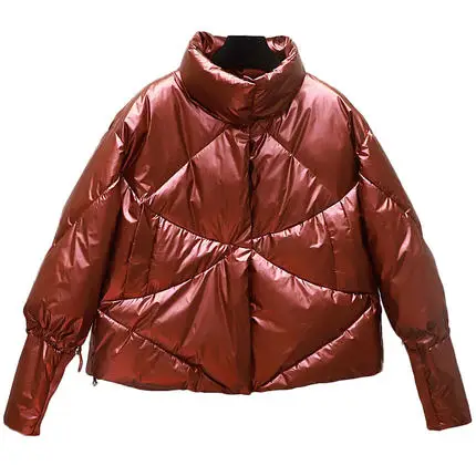Winte jacket women Thick Parkas Casual Loose Down Cotton Jacket Warm Cotton Padded parka Women Fashion Glossy Plus size OverCoat - Цвет: maroon