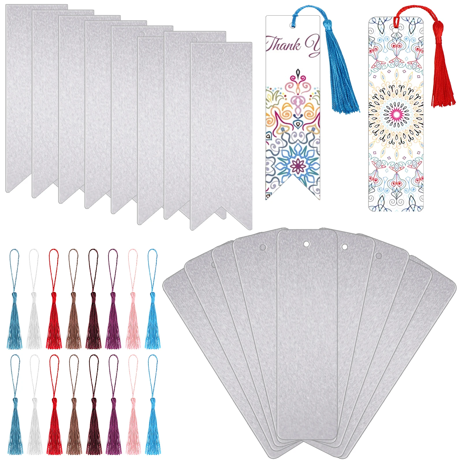100pcs Sublimation Blank Bookmark Metal Blank Bookmarks with Hole and  Tassels Sublimation Blank Bookmarks to Decorate DIY Cra