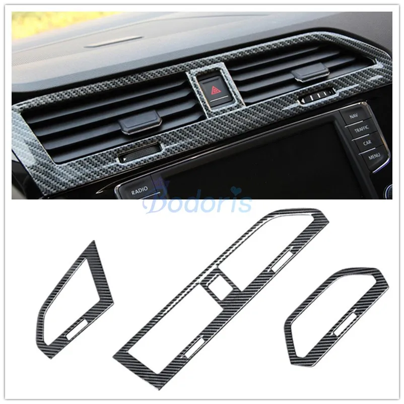 

For Volkswagen VW LHD Tiguan 2017 2018 Carbon Fiber Color Dashboard Air Conditioner AC Outlet Vent Cover Car Styling Accessories
