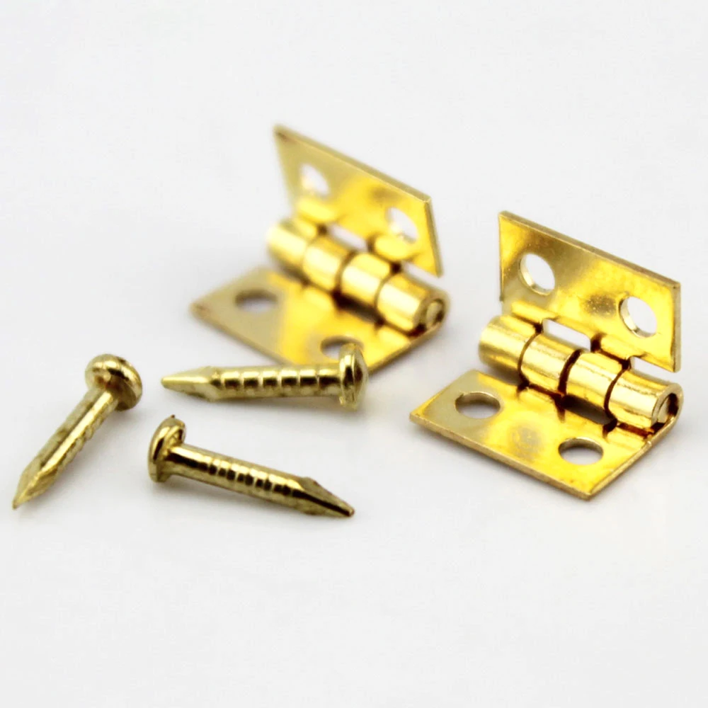 Pure Copper Mini Flat Small Box Folding Butt Hinges door hinges Door DIY Craft Supplies Jewelry Box Decor 8*10mm (80Pcs Nails) 20Pcs