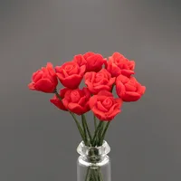 10Pcs 1/12 Dollhouse Miniature Red Rose Mini Flower Arrangement Toy for ob11 bjd Blythe Doll House accessories Decoration 2