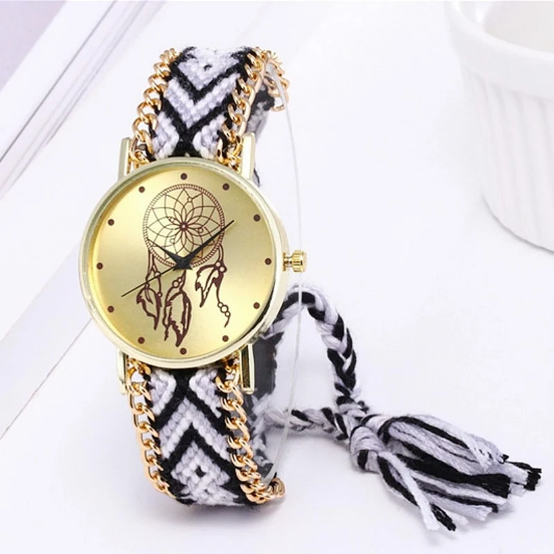 Skute Boho Этнические Красочные часы для браслетов дружбы для женщин ручной работы плетеный Ловец снов наручные кварцевые часы Reloj - Цвет: 8