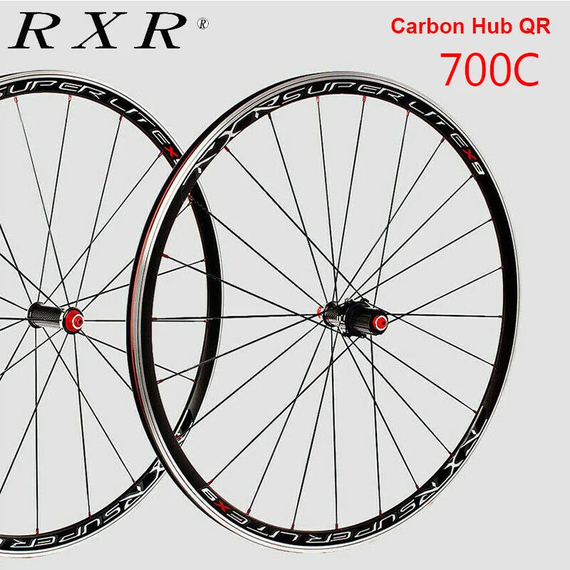 RXR X9 700c wheelset carbon Hub Road Bike Wheel set Clincher 7-11 Speed V Brake Aluminium Wheelsets Bicycle Wheels Rims