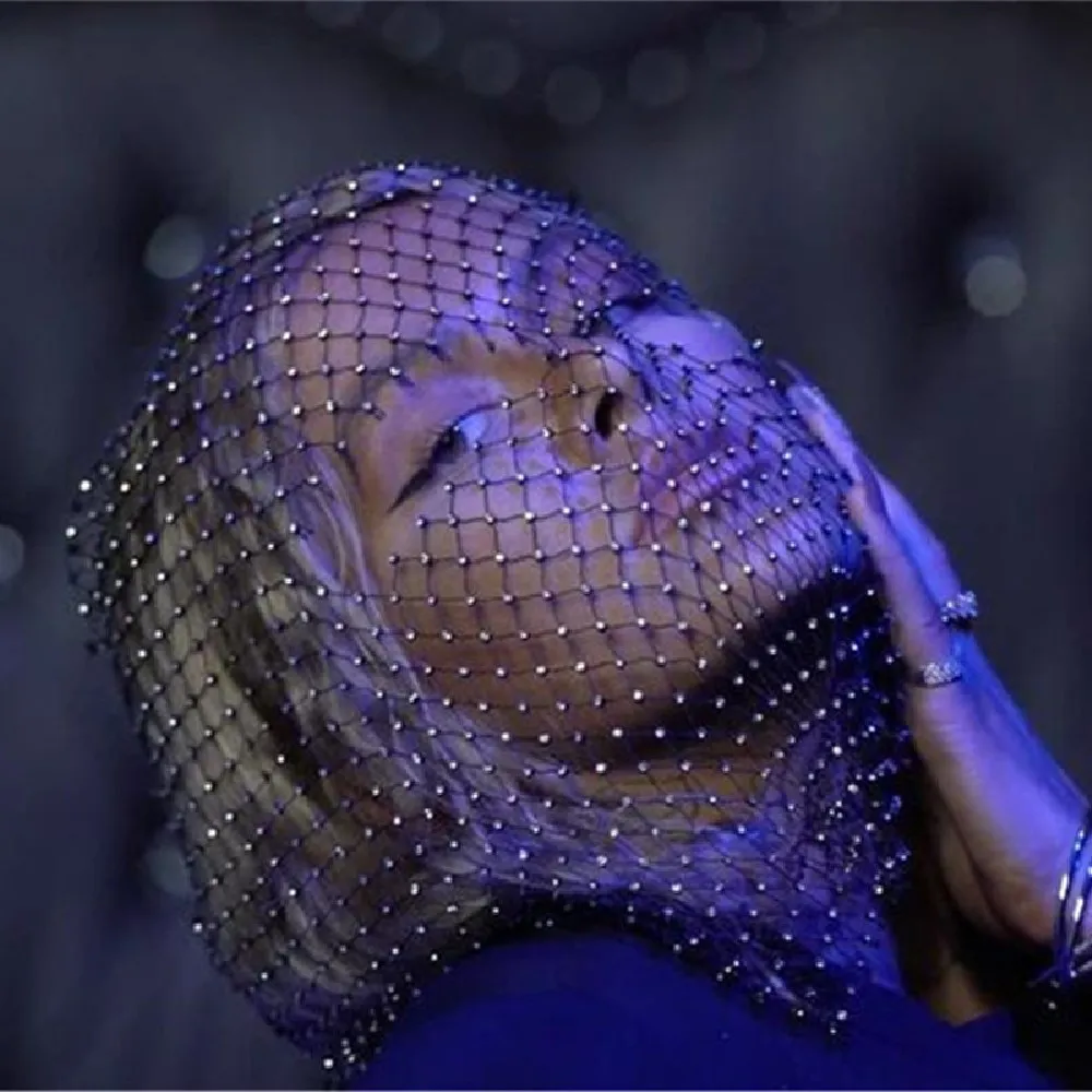 Модные пикантные блестящие стразы ажурные сетчатые аксессуары для лица женщин