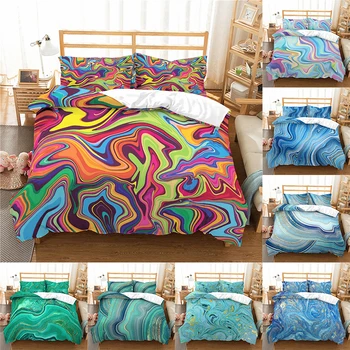 

Multicolour Marble Lines Bedding Set Single AU EU US Double Full Queen King Size Duvet Cover With Pillowcase Bed Set