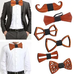 Adjustable Strap Vintage Bowtie Unique Design Fashion Business Men Decorative Handmade Bow Tie Red Pear Solid Wooden Bowties
