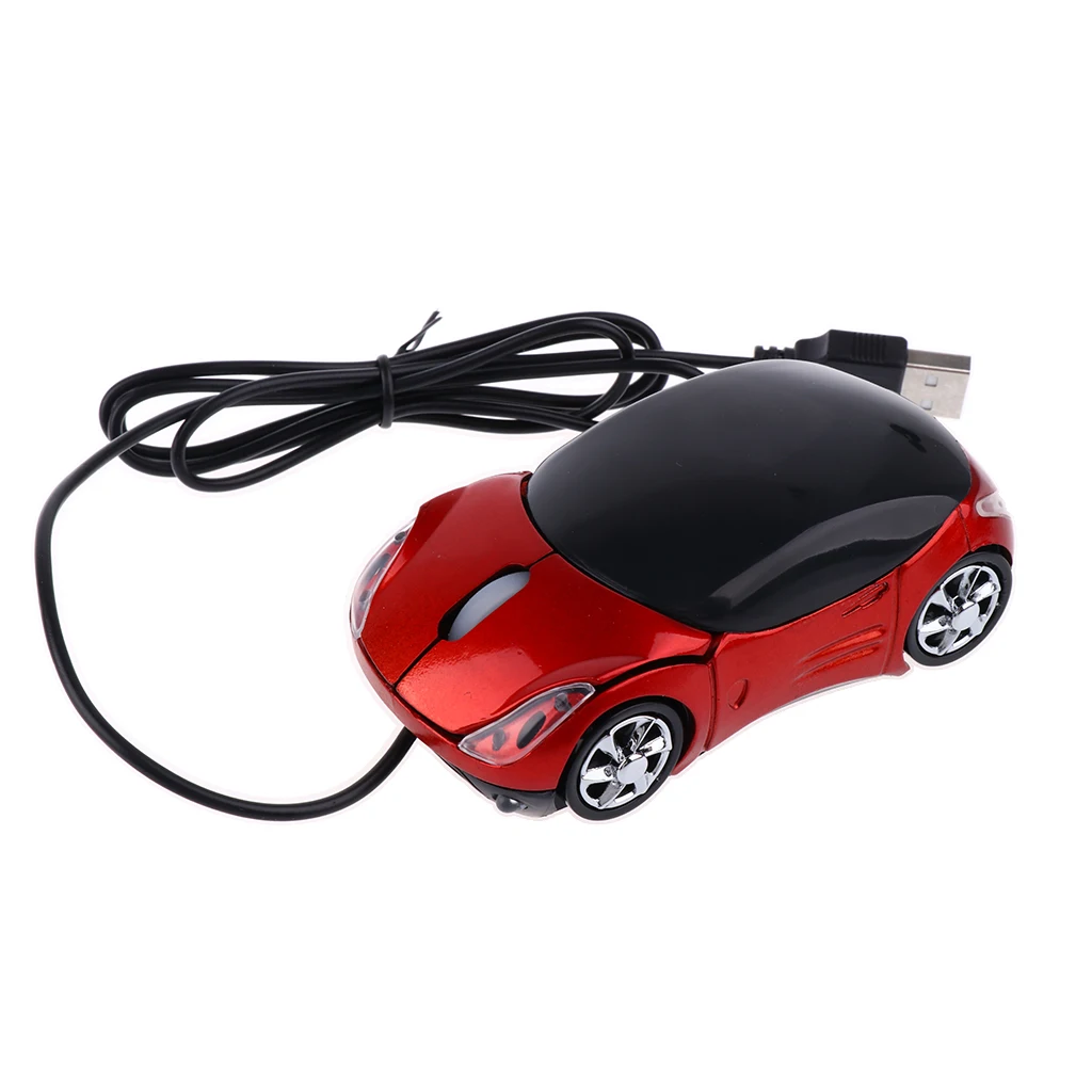 3D Car Shape USB Optical LED Light Wired Mouse Mice For Laptop Desktop