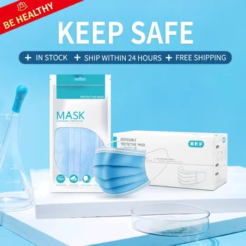 

Disposable Mask Face Mask Protective Satety Mask Anti-Pollution Respirator Mouth Masks PM2.5 3 Layer Elastic Earloop Mask