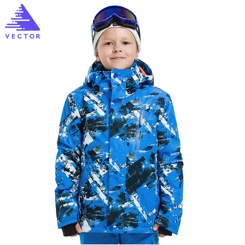 Векторные Детские Лыжные уличные водонепроницаемые куртки для сноубординга, комплект со штанами, лыжный костюм, зимняя теплая детская одежда для мальчиков и девочек
