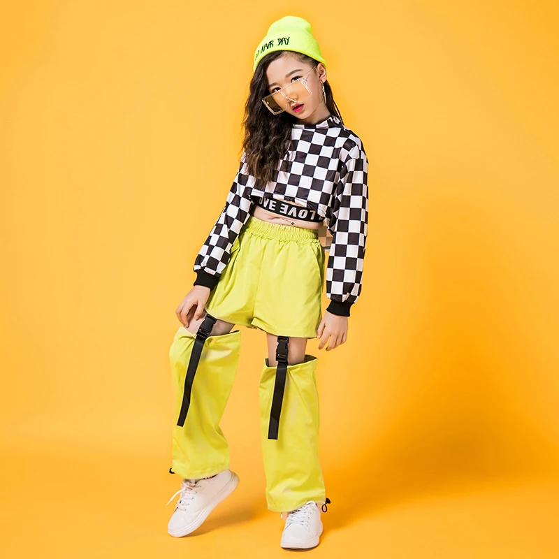 Kids Hip Hop Dancing Clothes For Girls Jazz Dance Costumes Long Sleeve Children Street Dance Clothing Stage outfits DQS2560