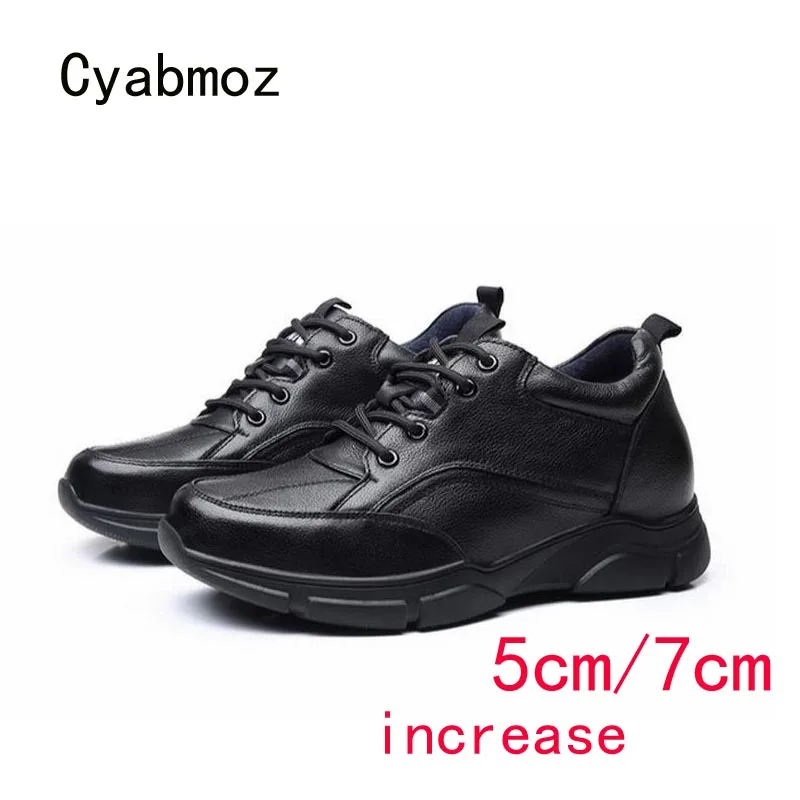 

Cyabmoz Genuine Leather Men Shoes Height Increasing Invisibly Elevator Shoes 5cm and 7cm Lace up Outdoor Man Work Casual Shoes