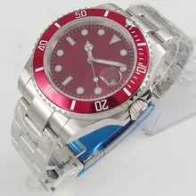 

24 Jewels 40MM NH35A MIYOTA 8215 Mechanical Men Watch Sapphire Glass Bracelet Date Display Screwdown Crown Red dial