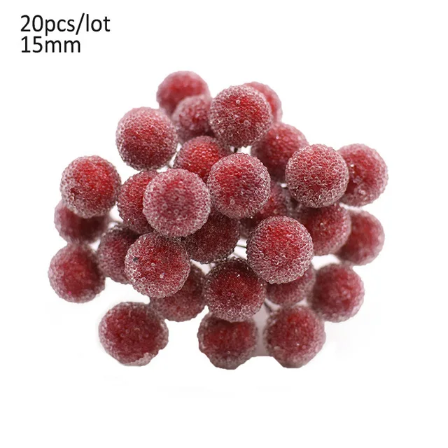 5/6/8/10/12/50/70/90pcs Mixed Red Flower Cherry Stamen Berries Bundle DIY Scrapbooking Christmas Wedding Cake Gift Box Wreaths - Цвет: 20P F07