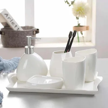 

Ceramic Bathroom Accessories Mouth Cup Soap Dispenser / Toothbrush Holder / Glass / Soap Box Bathroom Products Wy10307