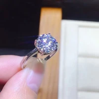 Superato Diamond Test Perfect Cut 2ct Moissanite Diamond Ring D Color VVS argento Sterling 925 gioielli da donna anello di proposta di lusso