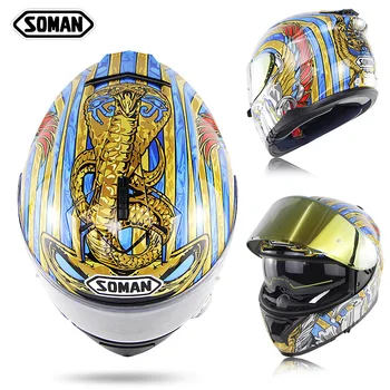 

New motorcycle racing helmet ECE standard four season double lens Python personality protective helmet
