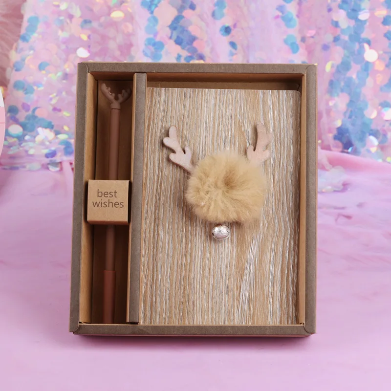 Милый олень рога Ручка для записной книжки набор мультфильм блокнот студентов