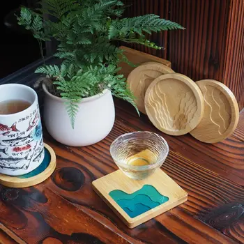 

Handmade Natural Acacia Wood Coaster Round Square DIY Resin Teacup Mat Wooden Coasters for Drinks Resin Art Crafts