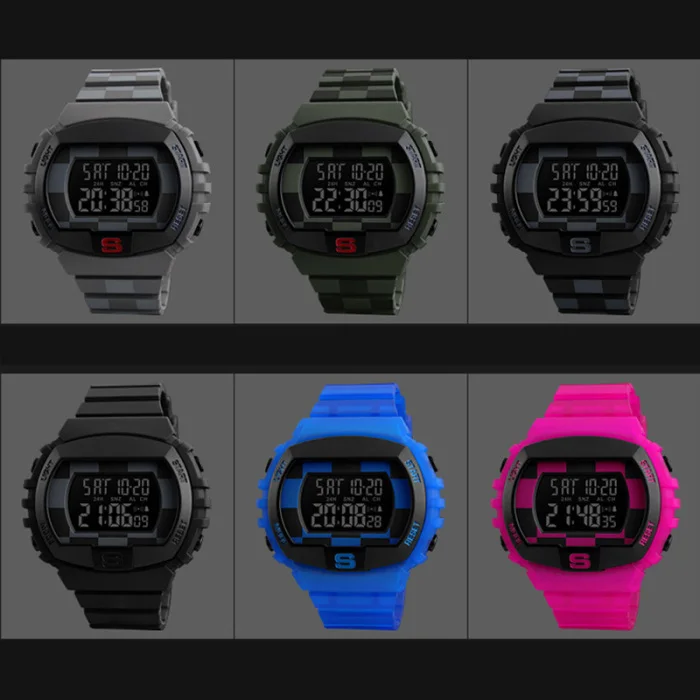 Kids Waterproof Electronic Watch Recording Steps Luminescent Wrist Watch with PU Strap for Children Toddler@M23