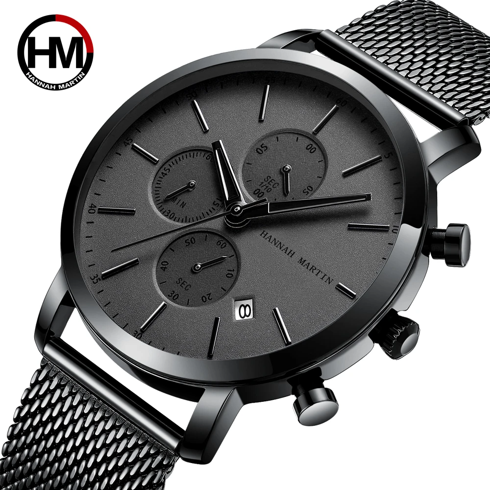 

Men Watche Top Brand Fashion Multifunction Small Dial Stainless Steel Mesh Business Waterproof Wristwatches Relogio Masculino
