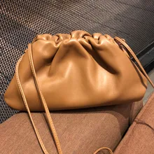 Сумка-кошелек, дневной клатч, вечерние, конверт, кошелек для женщин, большая, с рюшами, подушка, сумка, кожаная, Дамская Сумочка Хобо, сумка, белый, черный, коричневый