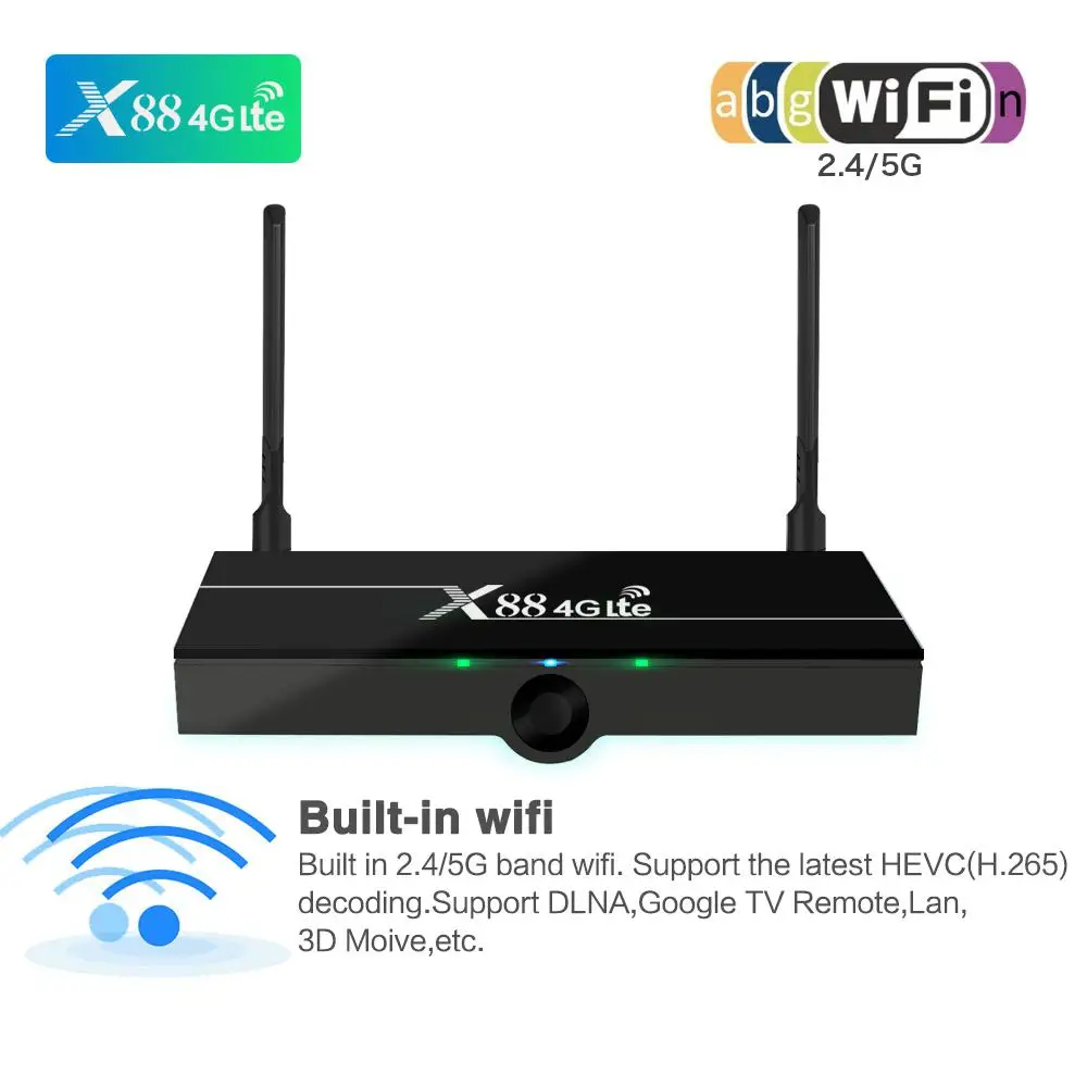 

Set Top Box X88 4G Lte TV Box Android 9.0 2GB RAM 16GB Google Voice Assistant RK3328 4K Quad Core With SIM Card Signal receiver