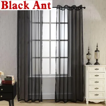 

Solid Color Curtains Black Window Modern Living Room Balcony Kitchen Curtains Tulle Purple Sheer Fabric Red Cortinas T&184#20