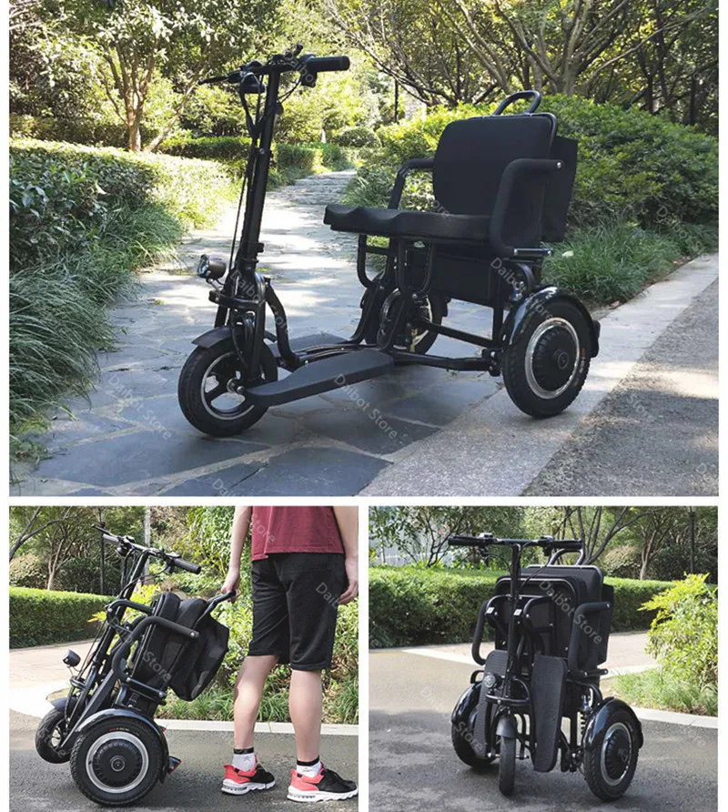 10 Inch Electric Tricycle Scooter Three Wheels Electric Scooters 36V48V 300W350W DisabledElderly Folding Electric Scooter (14)