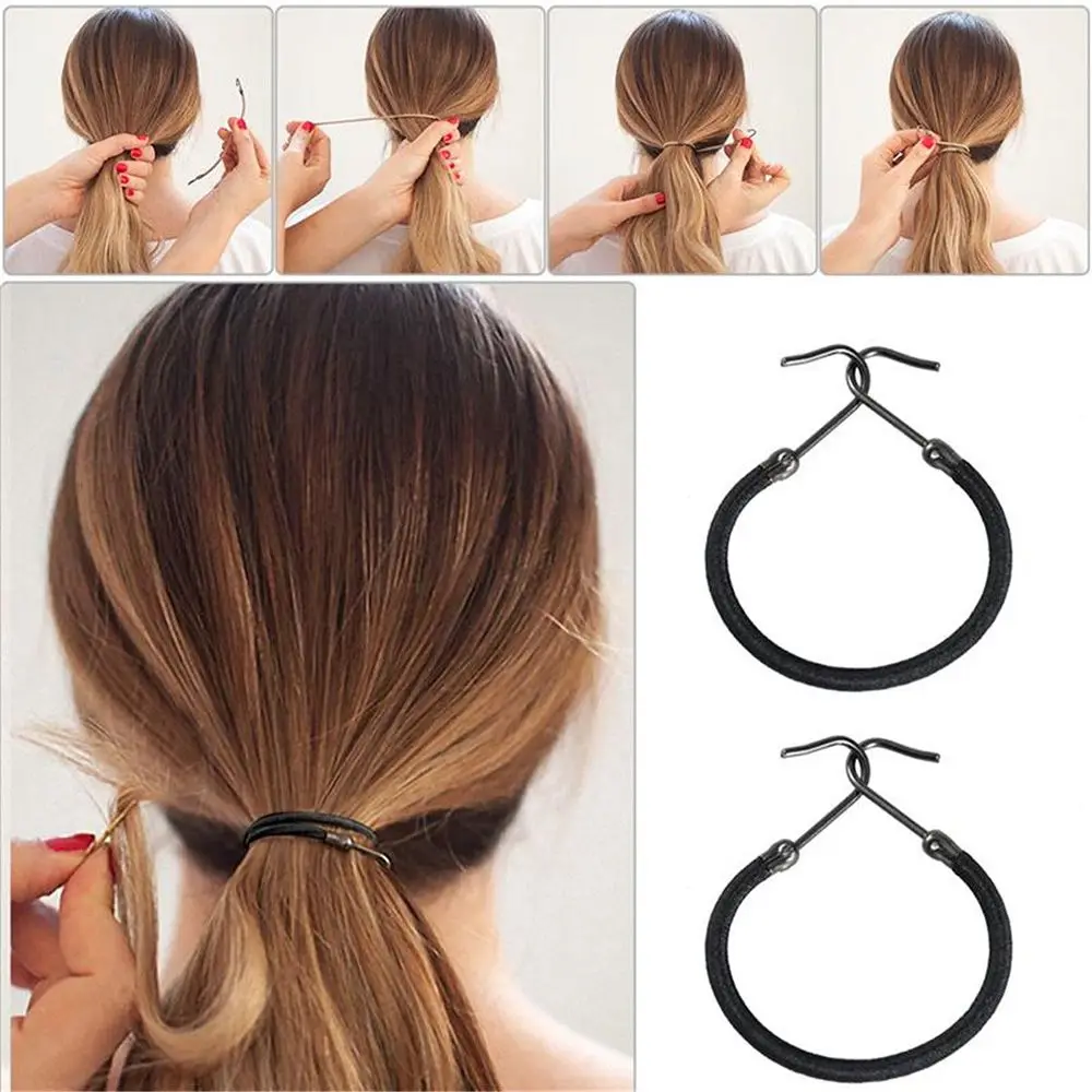 5pc Ponytail Rubber Elastic Hook Hair Bands For Women Girl Gum Hooks Hair Ties Styling Tools Holder Bungee Bands Hair Accessorie hair bow for ladies