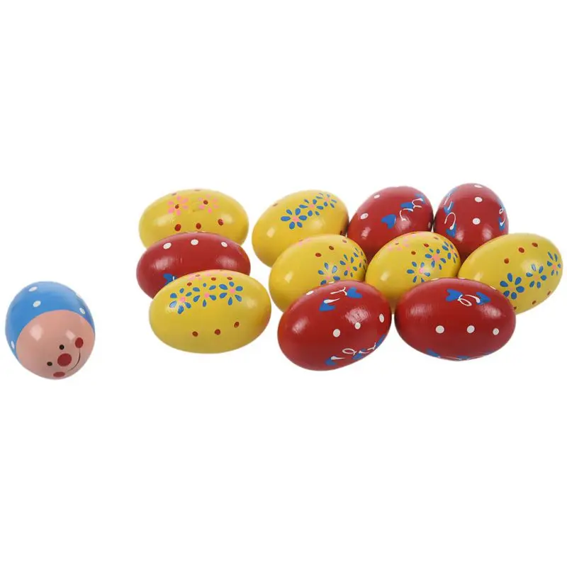 12pcs Shaker Eggs Wooden Egg Shakers Percussion Musical Maracas Egg Toys for Kids Toddlers