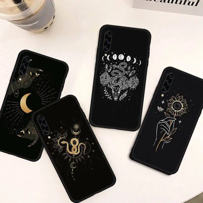 

Art Sun Flowers Snake Moon Phone Case For Samsung A20 A30 30s A40 A7 2018 J2 J7 prime J4 Plus S5 Note 9 10 Plus