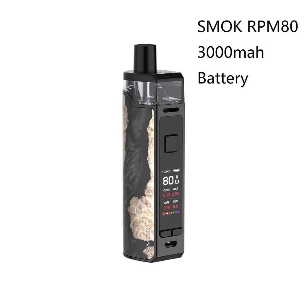 SMOK RPM80 Mod Pod Комплект с 3000 мАч батареей vs SMOK RPM80 Pro Pod Kit No 18650 батарея 5 мл Pod Max 80 Вт vs Vinci/aegis - Цвет: Black Wood RPM80