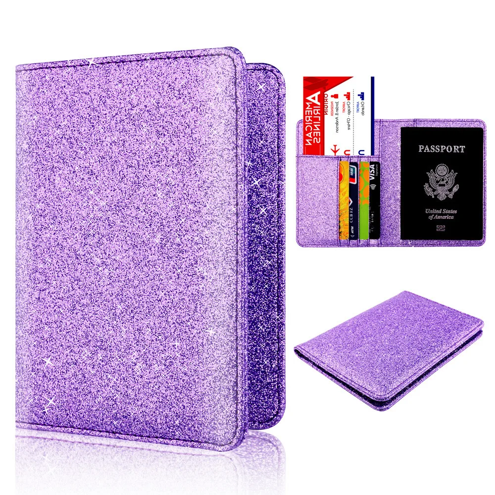 Maison Fabre card holder PU Cover on the passport Bright Surface Antimagnetic Certificate Card Bag Passport Package G0909#35 - Цвет: Purple