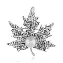 Корейский стиль Креативный стиль кленовый лист моделирование брошь Женская Улица оснастка Простой Стиль Циркон микро проложить Высший сорт поддерживать