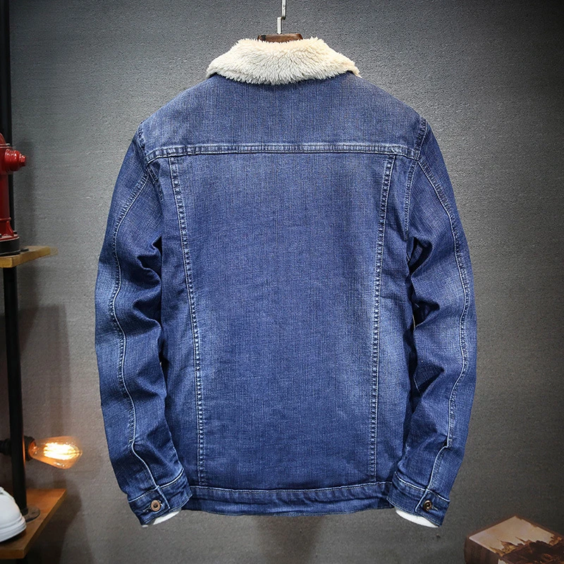 EH·MD® High Street Thicken Plus Fleece Denim Jacket Wool Hooded Top Warm Slim, Dirty Resistant Solid Color Leisure Winter 2022