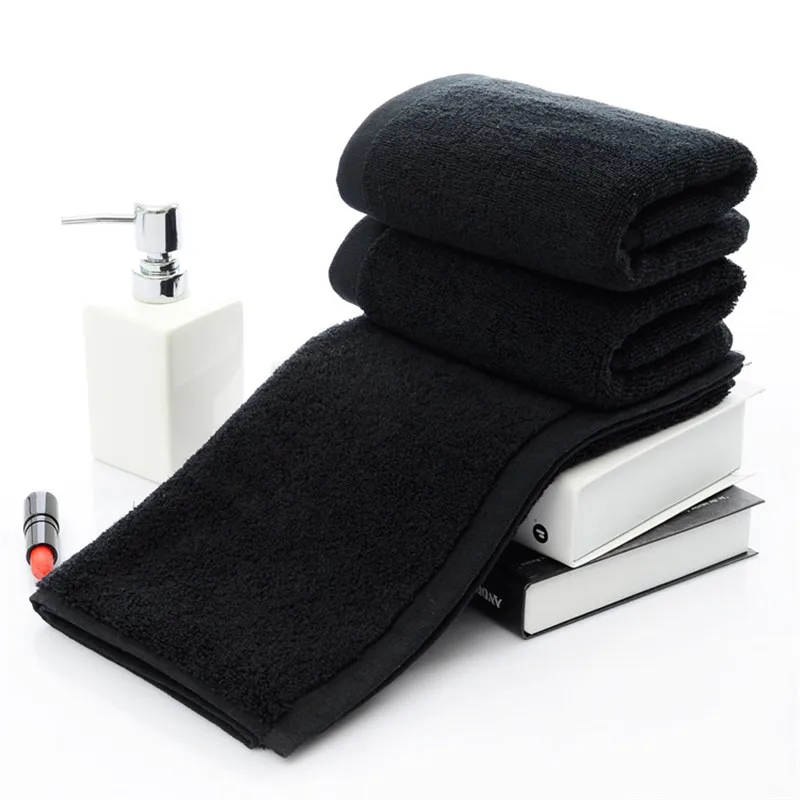 3pcs/lot 100 Cotton Black Towel Thicken Solid Hand Face Towel Walsh