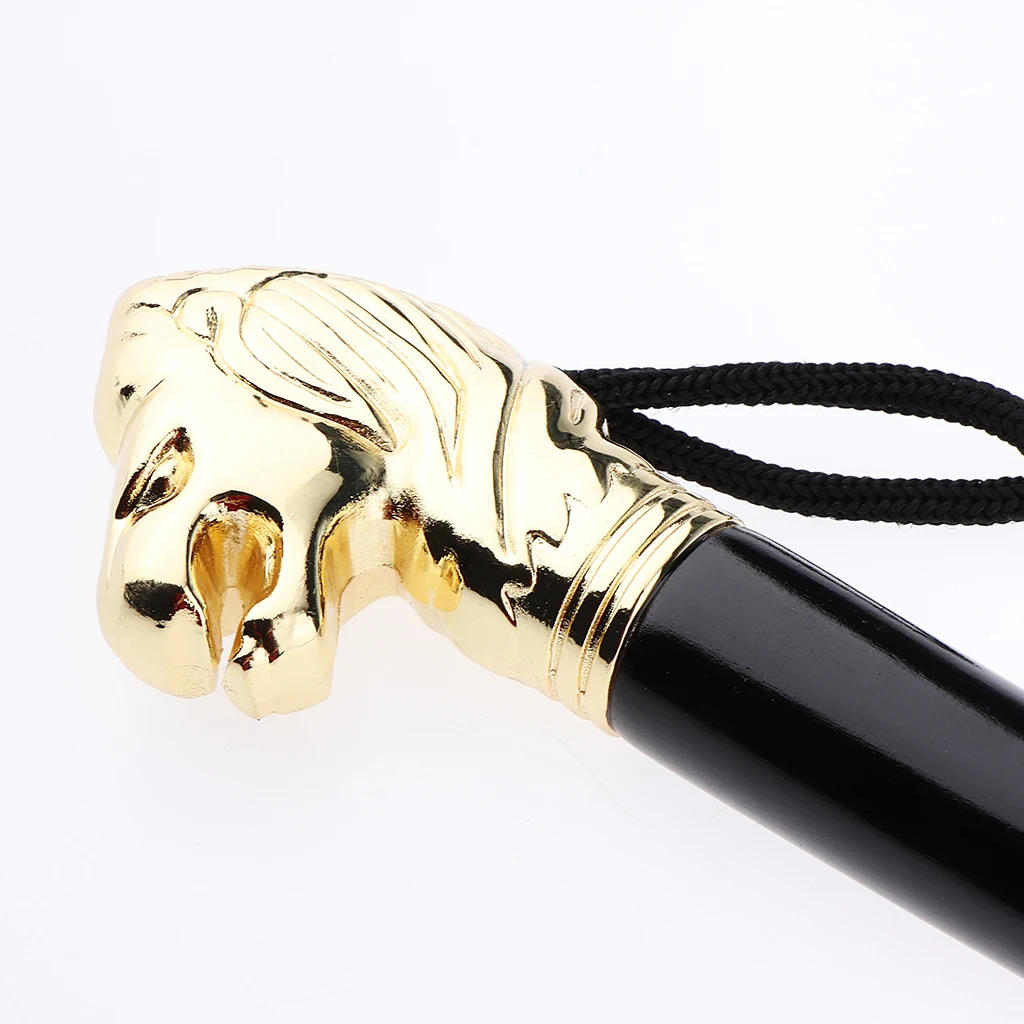 Flexible Stylish Gold Metal Black Wood Handle Shoe Horn Lion Head Spoon Shoehorn 49 cm