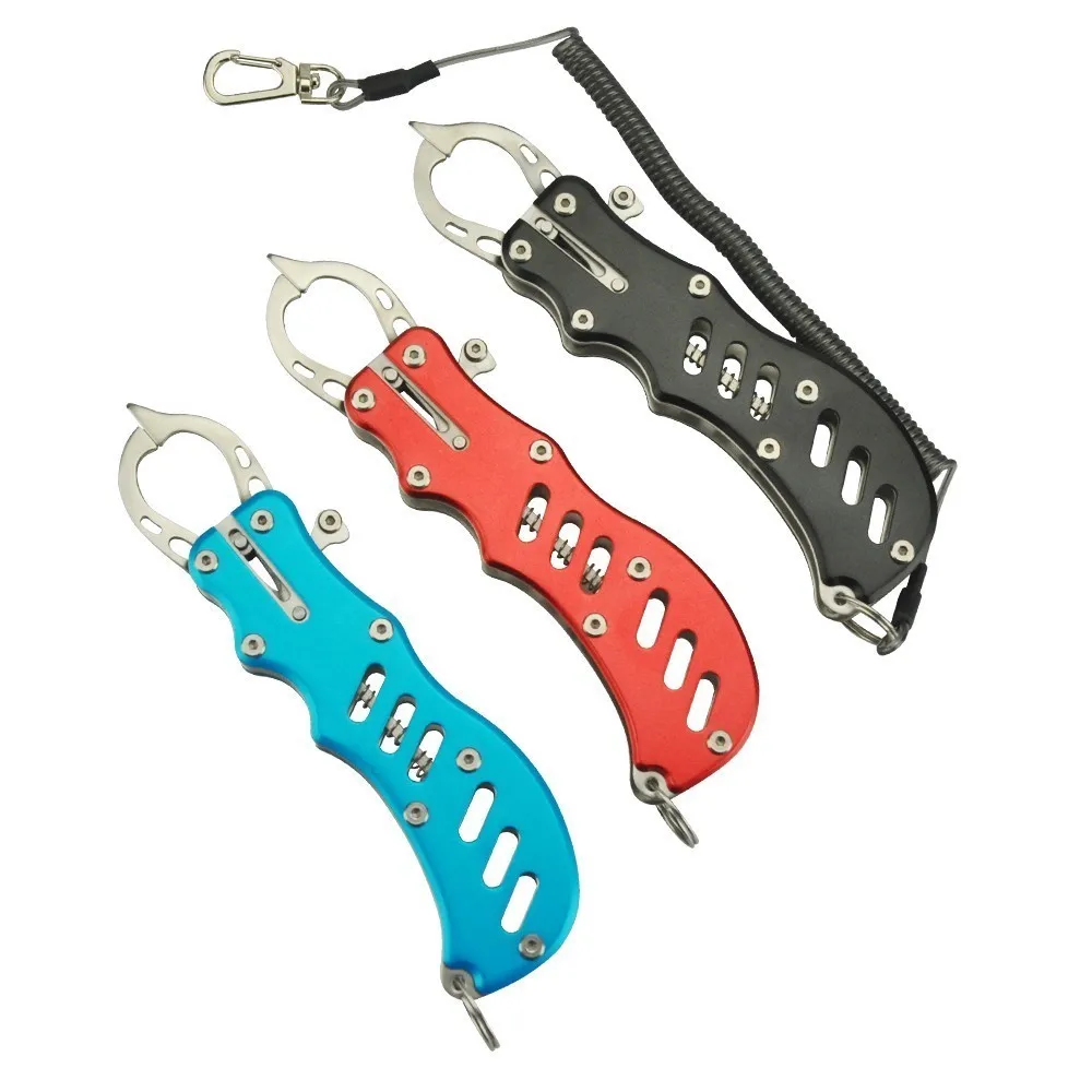 

Fish Grip Outdoor Portable Lock Pesca Fishing Tackle tools Fish Lip Clip Folding Gripper Ultra light weight with Retention Rope