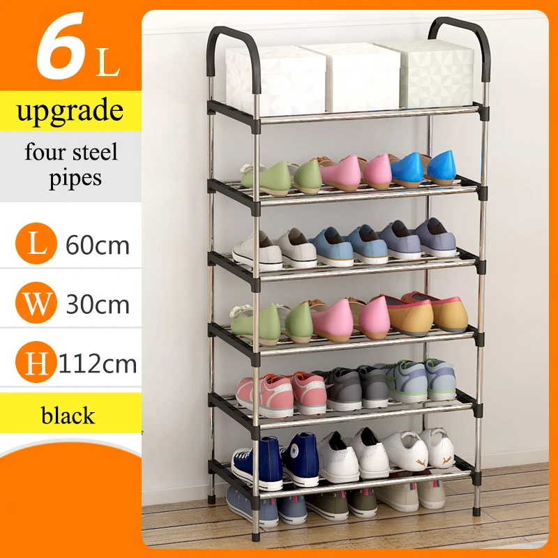 upgrade 6L black Полка для обуви, удобная в сборке, для прихожей, экономия пространства, подставка, держатель, крепкая обувь, башня, для хранения обуви, органайзер, полка, домашняя мебель - Цвет: upgrade 6L black