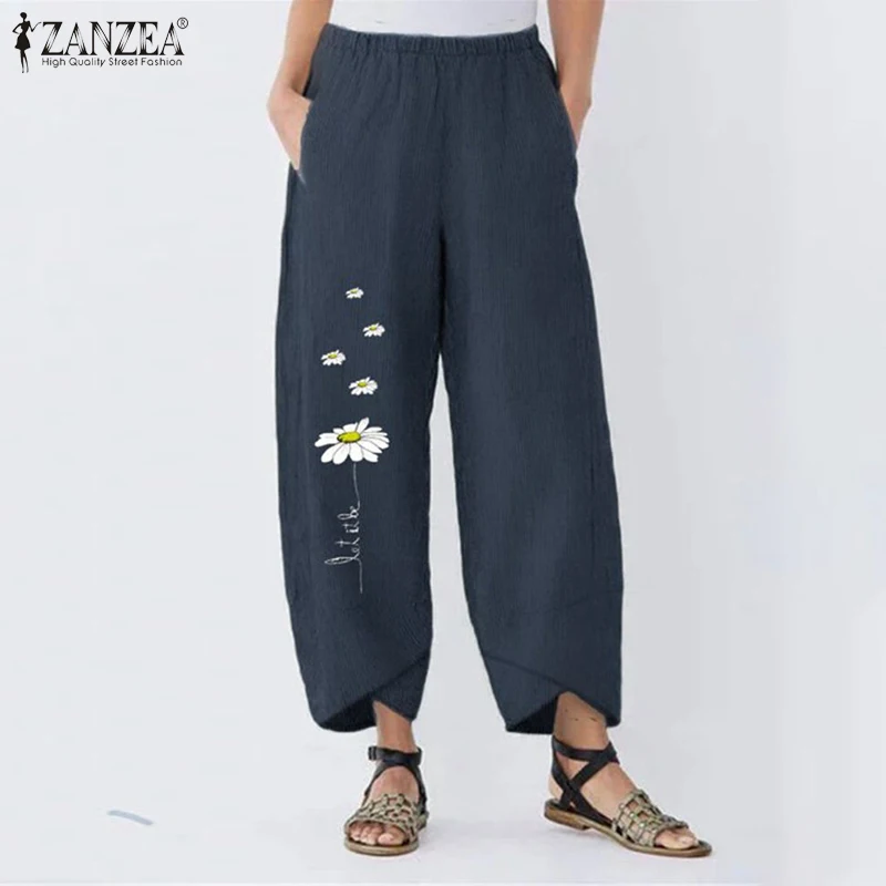 Plus Size Women's Printed Trousers ZANZEA 2020 Summer Harem Pants Casual Elastic Waist Long Pantalon Female Flower Turnip 5XL Plus Size Women's Printed Trousers ZANZEA 2020 Summer Harem Pants Casual Elastic Waist Long Pantalon Female Flower Turnip 5XL