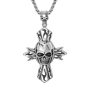 

Personality Retro Punk Gothic Skull Cross Pendant Men and Women Domineering Motorcycle Necklace Party Jewelry