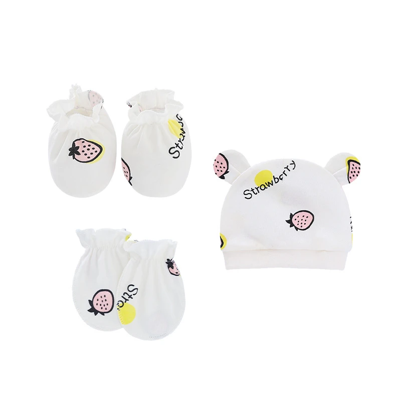 Baby Hats Infant Protection Face Anti Scratching Cotton Gloves Bunny Ear Hat Foot Cover Set Newborn Mittens Socks Beanies Caps baby accessories store near me	