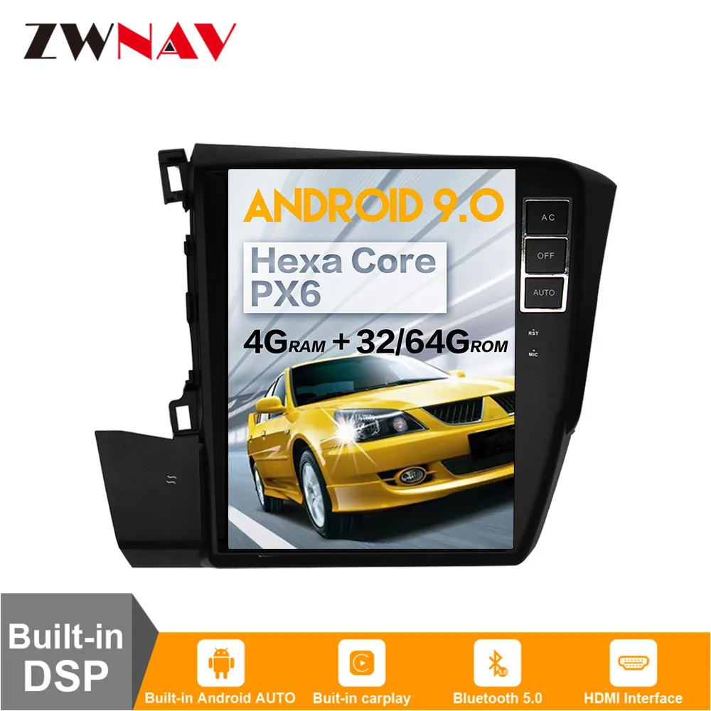 vertical Tesla screen Android 9.0 Car Multimedia Player For Honda Civic 2012- GPS Navi stereo Radio tape recorder head unit