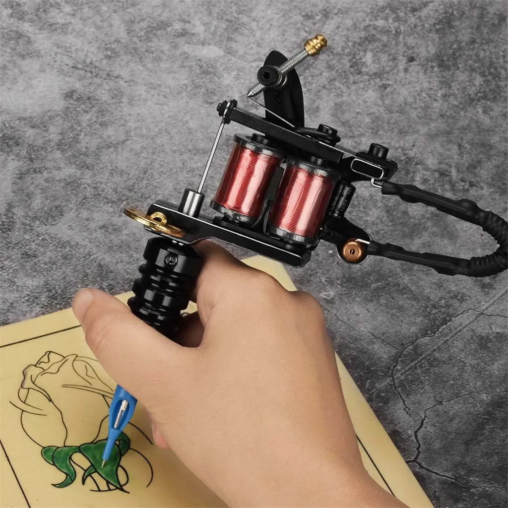 Heavy Duty Tattoo Machine with 10 Wrap Copper Coils - Professional Kit