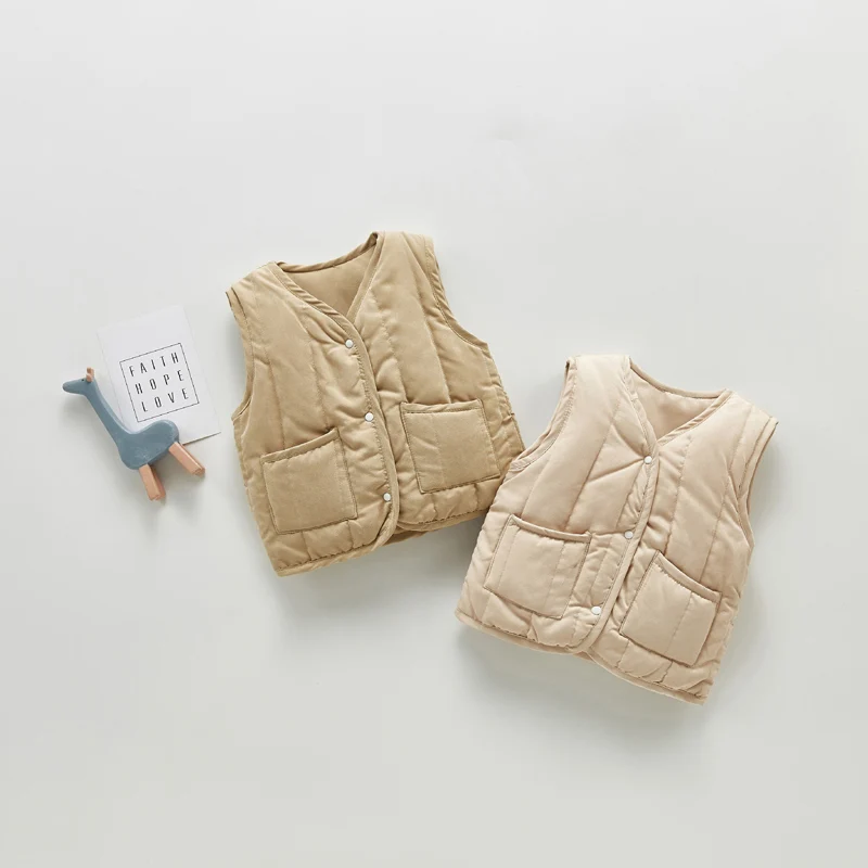 

Autumn Winter New Baby Vest Retro Sleeveless Jacket For Boy Windproof Waistcoat Winter Warm Toddler Vest For Girl Baby Clothes