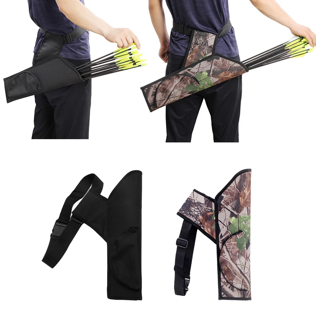 Wear Resistant Canvas Hunting Archery Quiver with Shoulder Strap for Back or Waist Use Adjustable Belt Hunting Accessories