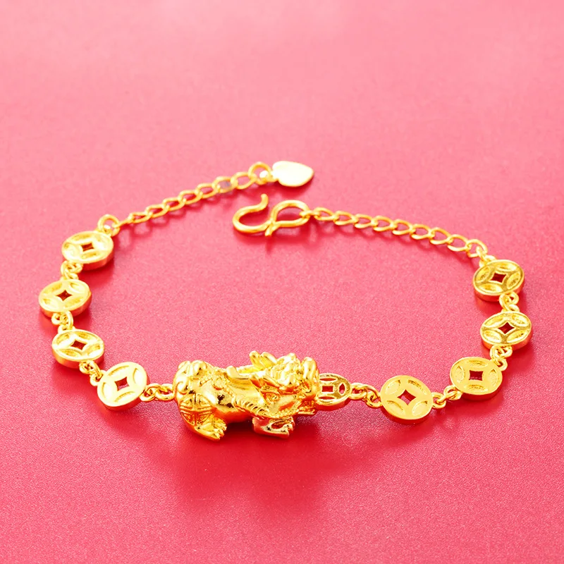 

Fine Jewelry Women 18K Gold Bohemia Anniversary Chain & Link Bracelets Yellow Gold Resizable Luxury Animal Charm Bracelet Women