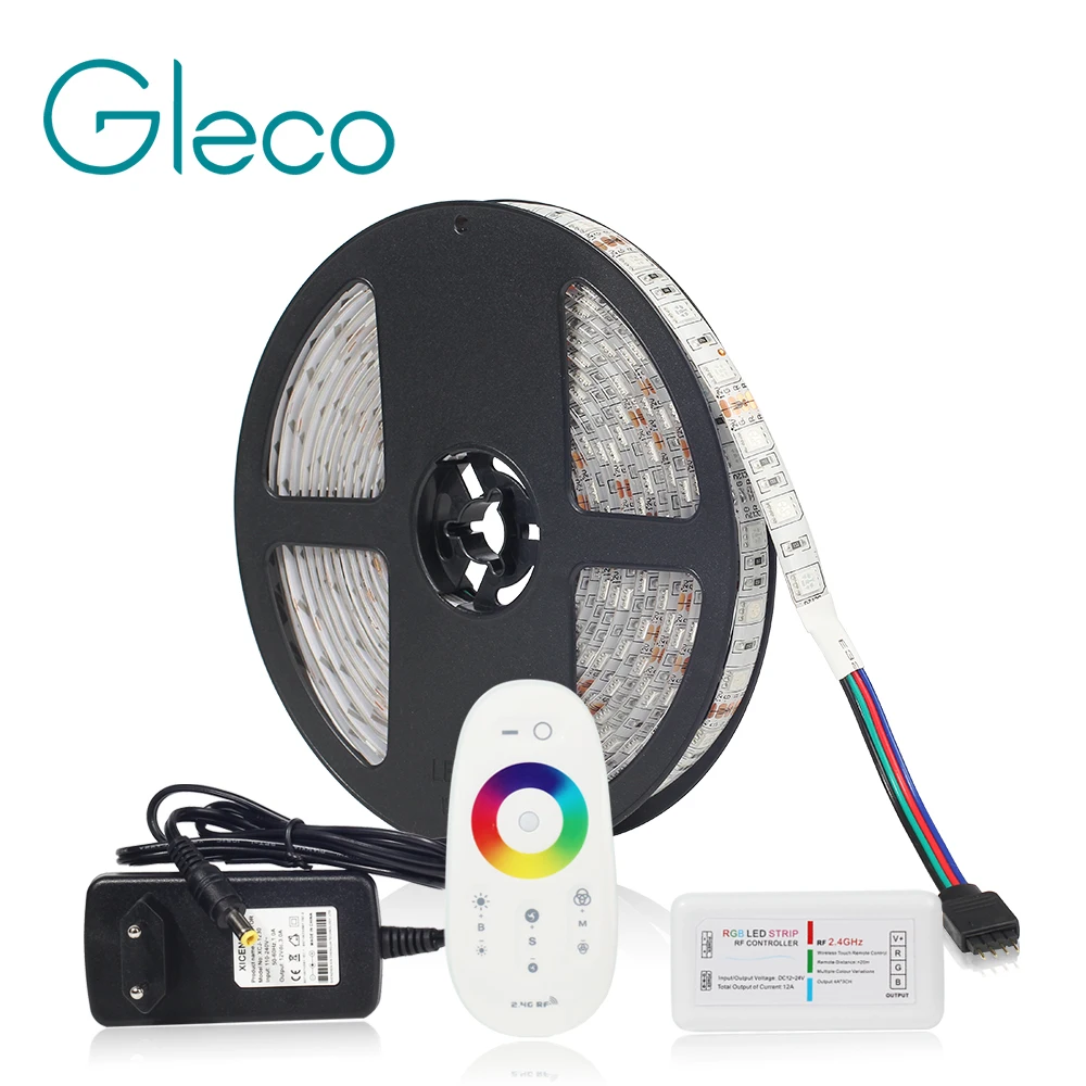 Koop LED STRIP Kit DC12V LED Strip 5050 60LED m 5M met 2.4G RF LED Controller 12V voeding 5050 LED Strip RGB RGBW RGBWW CWW